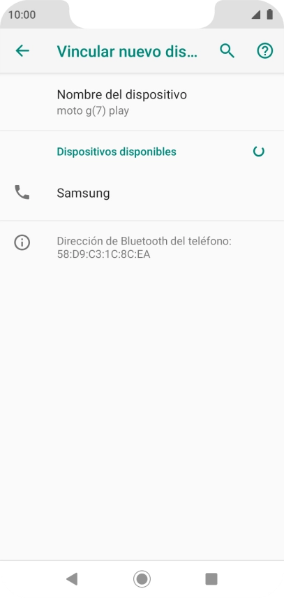 Pulsa el dispositivo Bluetooth deseado y sigue las indicaciones de la pantalla para vincular el dispositivo al teléfono.