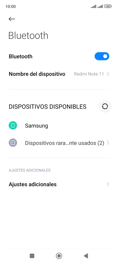 Pulsa el dispositivo Bluetooth deseado y sigue las indicaciones de la pantalla para vincular el dispositivo al teléfono.