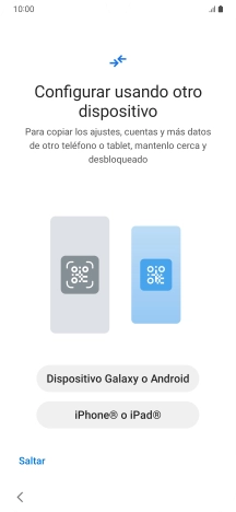 Pulsa la opción deseada para transferir contenido desde otro dispositivo y pulsa Saltar.