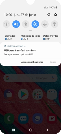 Pulsa Toca para otras opciones USB..