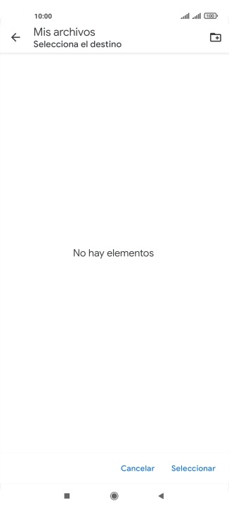 Si deseas crear una nueva carpeta, pulsa el icono de nueva carpeta y sigue las indicaciones de la pantalla para crearla.