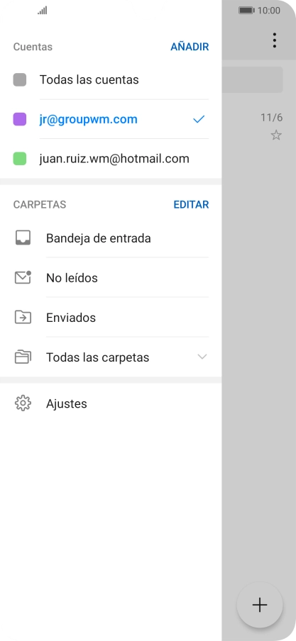 Pulsa la cuenta de correo electrónico deseada.