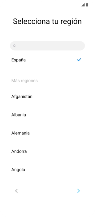 Pulsa el país o el área deseados.