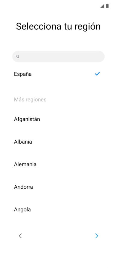 Pulsa el país o el área deseados.