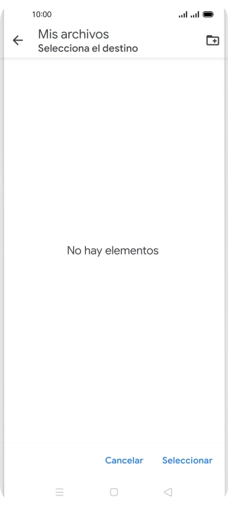 Si deseas crear una nueva carpeta, pulsa el icono de nueva carpeta y sigue las indicaciones de la pantalla para crearla.