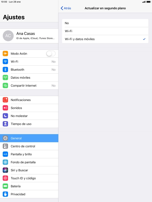 Para desactivar la actualización de apps en ejecución, pulsa No.