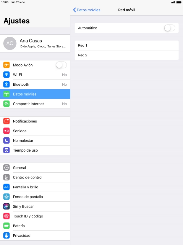 Si desactivas la función, pulsa la red deseada.