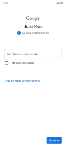 Pulsa Introduce tu contraseña e introduce la contraseña de tu cuenta de Google.