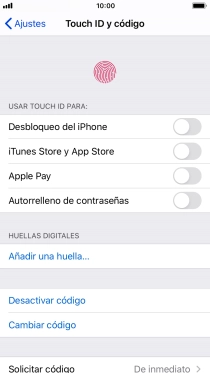 Pulsa Desactivar código e introduce el código de seguridad.
