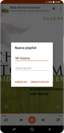 Introduce el nombre deseado de la lista de reproducción y pulsa CREAR PLAYLIST.