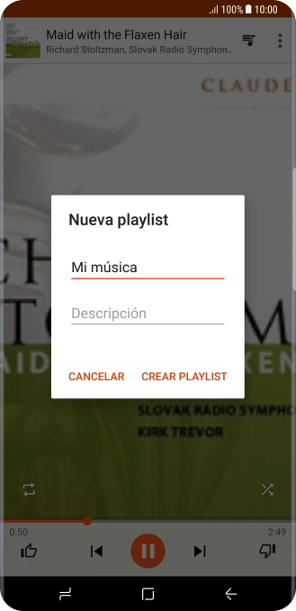 Introduce el nombre deseado de la lista de reproducción y pulsa CREAR PLAYLIST.