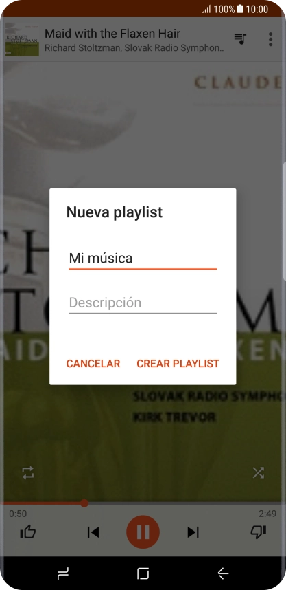 Introduce el nombre deseado de la lista de reproducción y pulsa CREAR PLAYLIST.