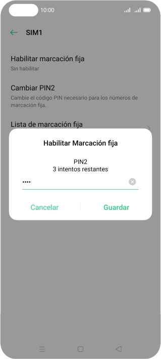 Introduce el código PIN2 y pulsa Guardar.