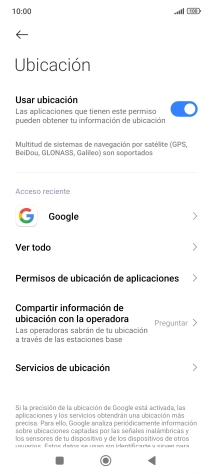 Pulsa Permisos de ubicación de aplicaciones.
