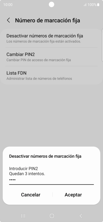 Introduce el código PIN2 y pulsa Aceptar.