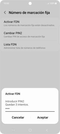 Introduce el código PIN2 y pulsa Aceptar.