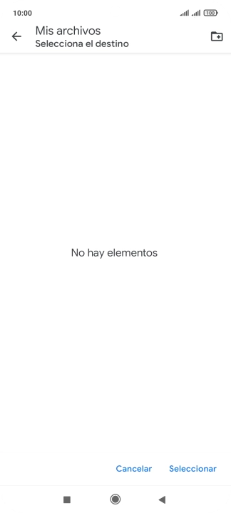 Si deseas crear una nueva carpeta, pulsa el icono de nueva carpeta y sigue las indicaciones de la pantalla para crearla.