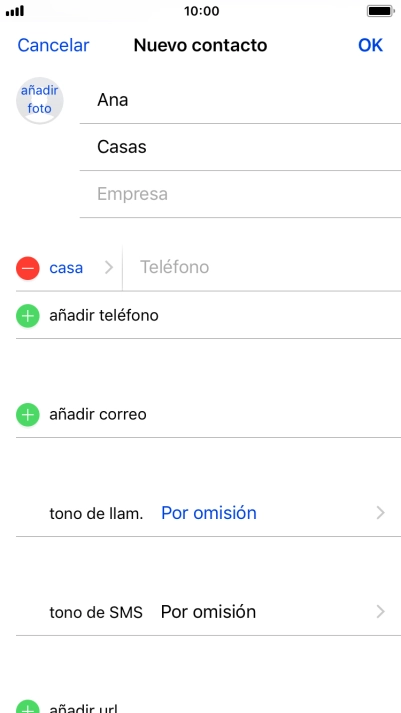 Pulsa Teléfono e introduce el número de teléfono deseado.