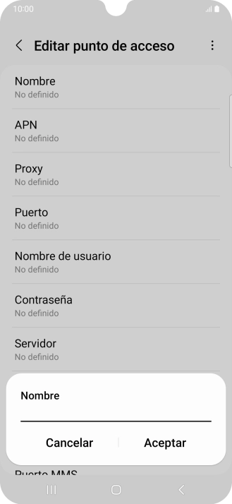 Introduce Vodafone Internet y pulsa Aceptar.