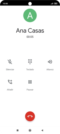 Pulsa el icono de finalizar llamada.