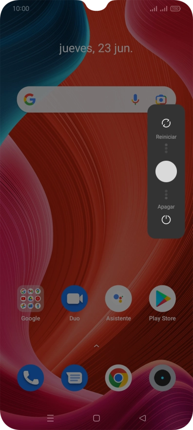 Pulsa el círculo y arrástralo hacia abajo.