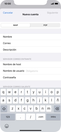 Pulsa Nombre de usuario e introduce el nombre de usuario de tu cuenta de correo electrónico.