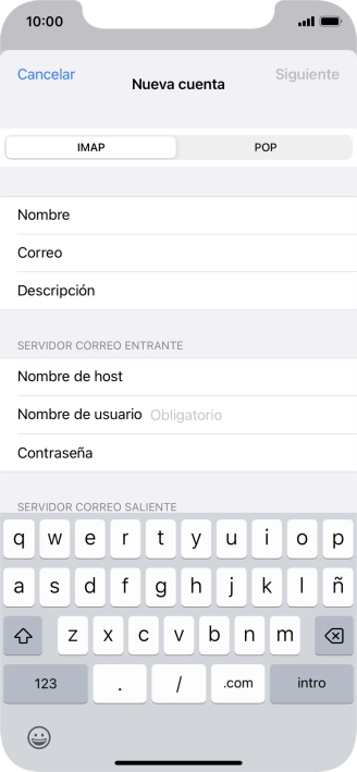 Pulsa Nombre de usuario e introduce el nombre de usuario de tu cuenta de correo electrónico.