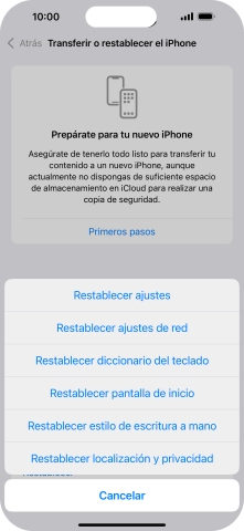 Pulsa Restablecer ajustes de red.
