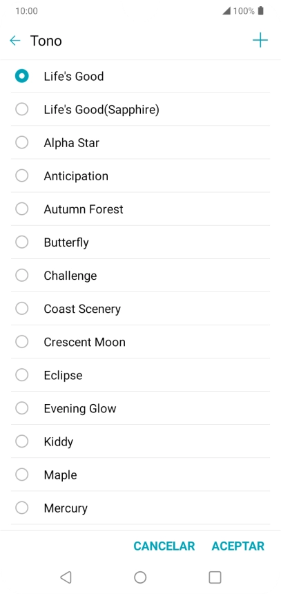 Pulsa el icono de añadir timbre de llamada.