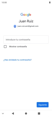 Pulsa Introduce tu contraseña e introduce la contraseña de tu cuenta de Google.