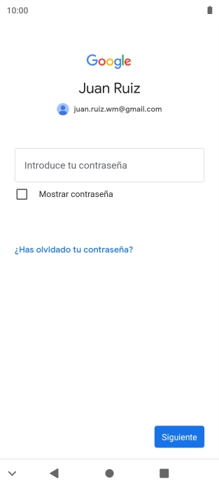 Pulsa Introduce tu contraseña e introduce la contraseña de tu cuenta de Google.