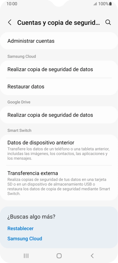 Pulsa Administrar cuentas.