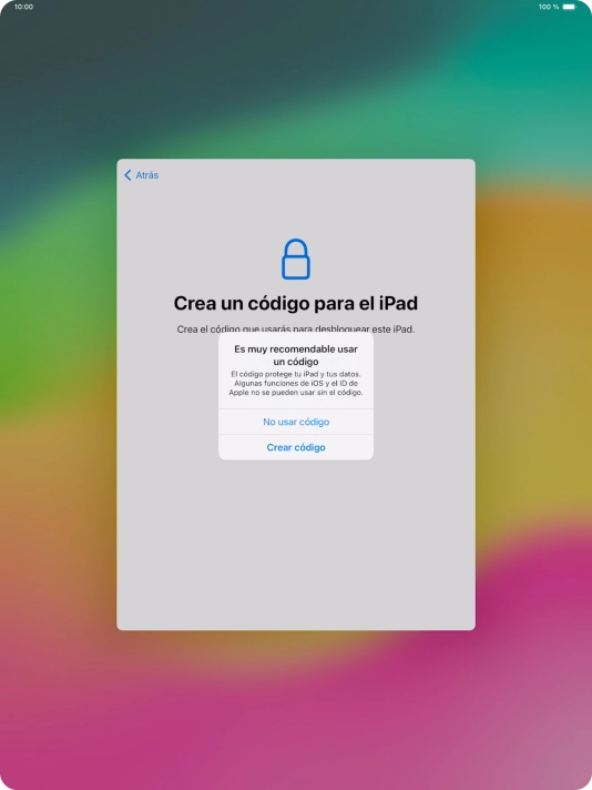 Si desactivas la función, pulsa No usar código.