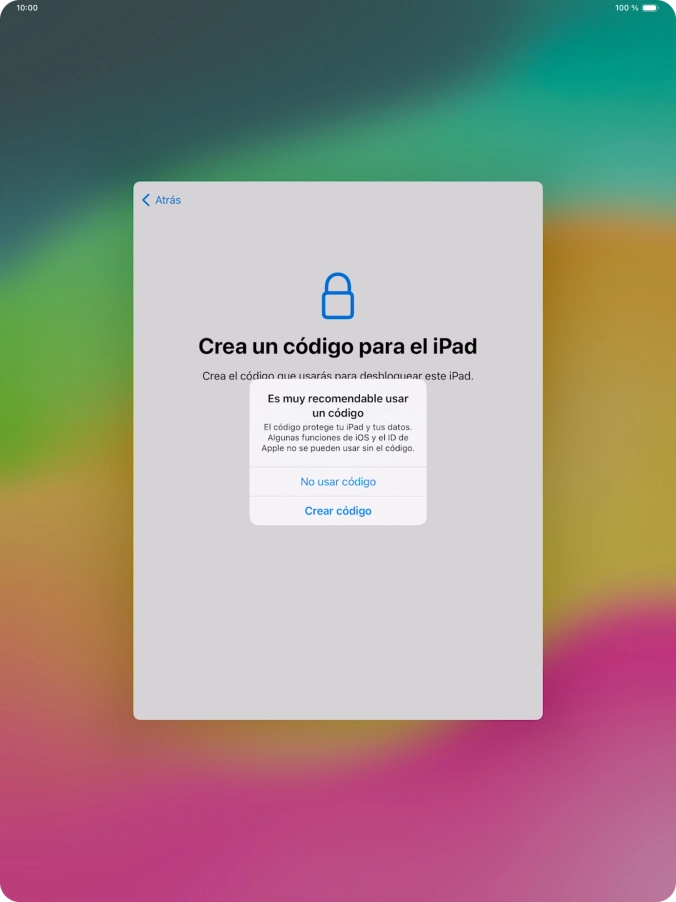 Si desactivas la función, pulsa No usar código.