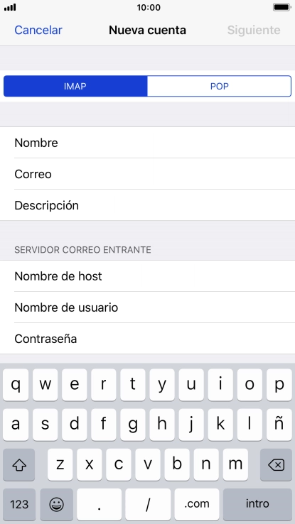 Pulsa Nombre de usuario e introduce el nombre de usuario de tu cuenta de correo electrónico.