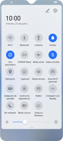 Pulsa el icono de datos móviles para activar o desactivar la función.
