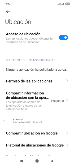 Pulsa Permiso de las aplicaciones.
