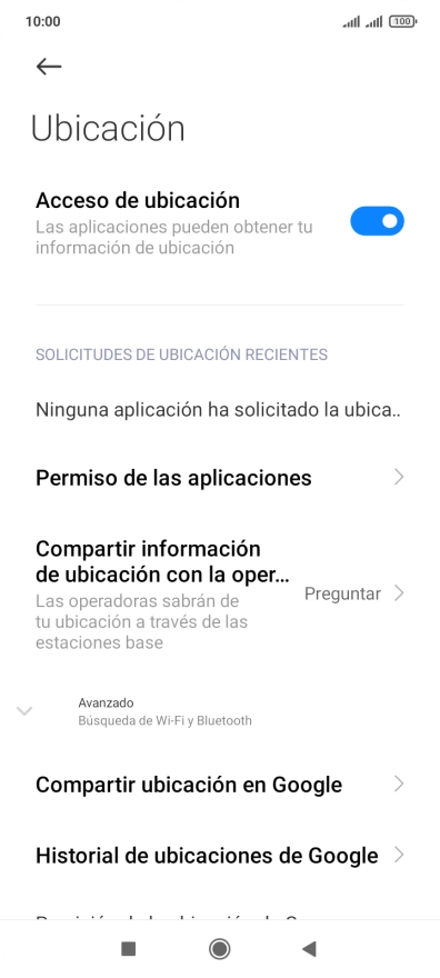 Pulsa Permiso de las aplicaciones.
