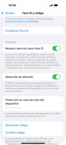 Pulsa Desactivar código e introduce el código de seguridad.