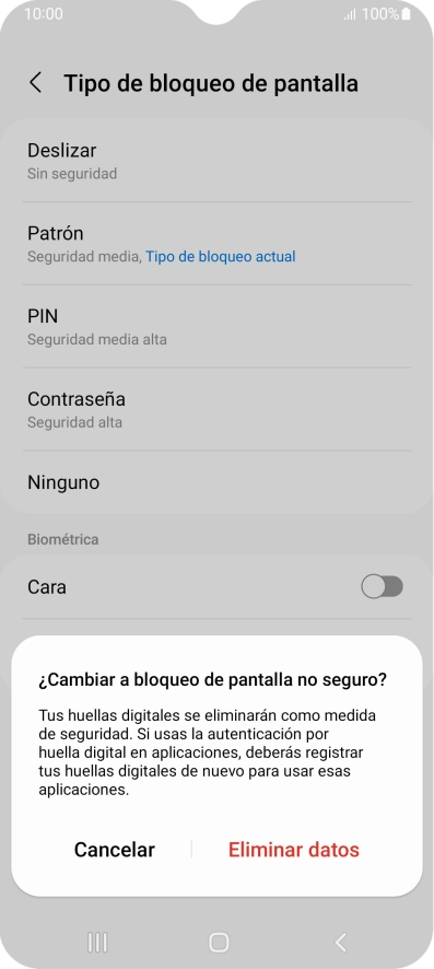 Pulsa Eliminar datos.