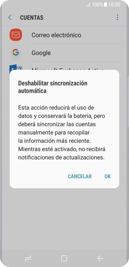Pulsa OK para desactivar la función.