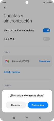 Si activas la función, pulsa Sincronizar.