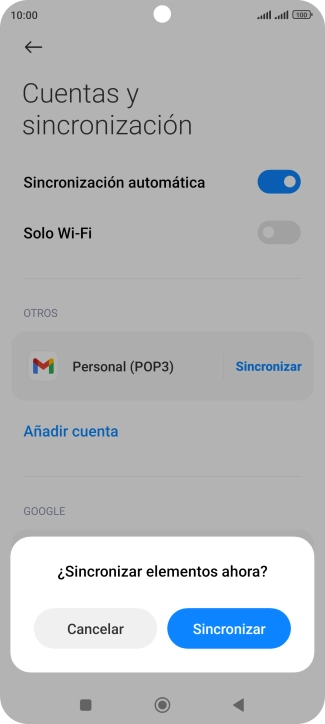 Si activas la función, pulsa Sincronizar.