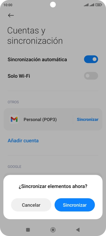 Si activas la función, pulsa Sincronizar.