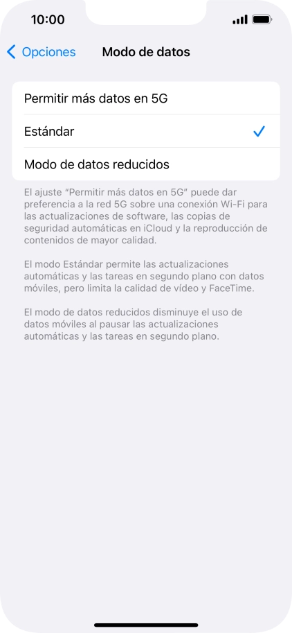 Pulsa el ajuste deseado.