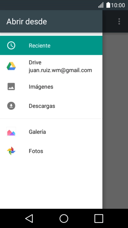 Pulsa Imágenes y desplázate a la carpeta deseada.