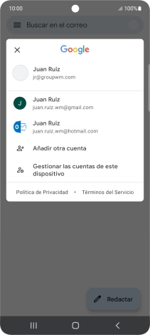 Pulsa la cuenta de correo electrónico deseada.