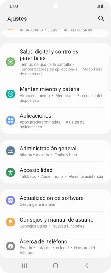 Pulsa Administración general.