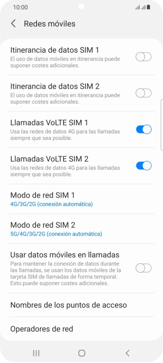 Pulsa Nombres de los puntos de acceso.
