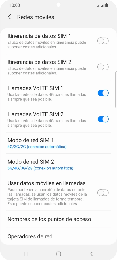 Pulsa Nombres de los puntos de acceso.